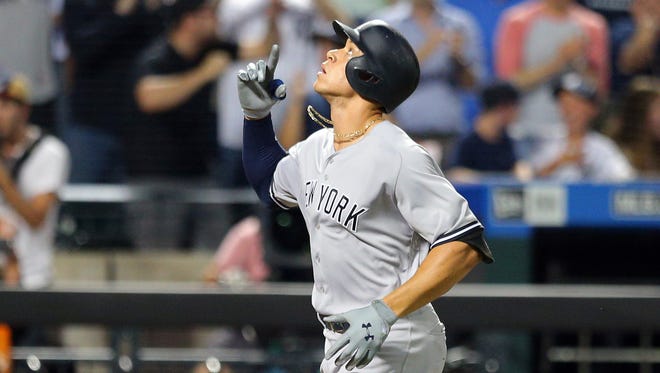 Aug. 16: Aaron Judge slugs his AL-leading 37th home run that travels 457 feet at Citi Field. In the same game, Judge struck out for the 33rd straight game, establishing a new MLB single-season record for a non-pitcher according to Elias Sports Bureau.