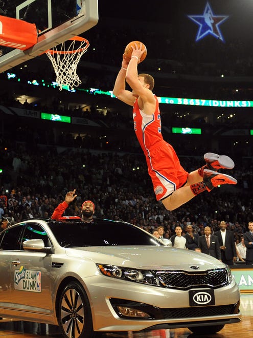 2011: Blake Griffin from dunks over a car with Baron Davis inside before winning the All-Star Slam Dunk Contest.