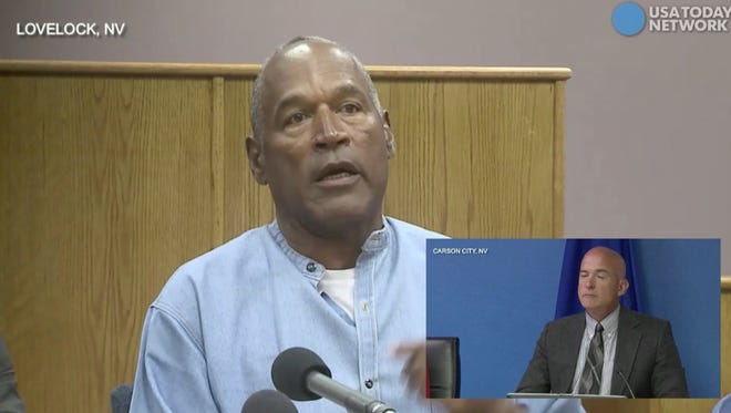 O.J. Simpson speaks during his parole hearing at Lovelock Correctional Center on July 20, 2017.