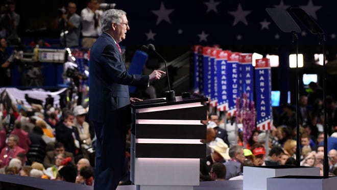 McConnell speaks during the Republican National Convention at Quicken Loans Arena in Cleveland on July 19, 2016.