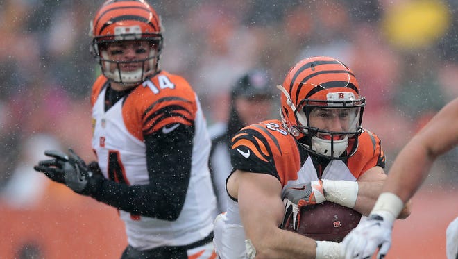 Cincinnati Bengals running back Rex Burkhead (33) carries the ball in the second quarter during the Week 14 NFL game between the Cincinnati Bengals and the Cleveland Browns, Sunday, Dec. 11, 2016, at FirstEnergy Stadium in Cleveland.