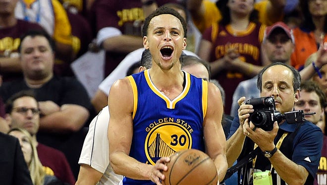 2015: Stephen Curry celebrates winning Game 6 of the NBA Finals against the Cleveland Cavaliers.