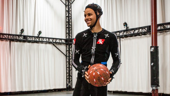 2015: Stephen Curry is filmed in motion capture for NBA 2K16.