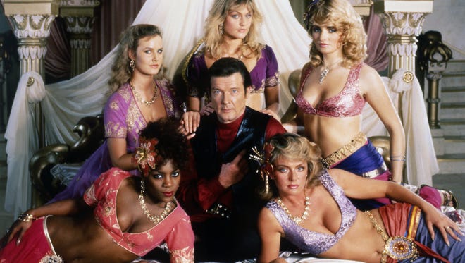 Roger Moore poses on the set of the 1983 film 'Octopussy.'