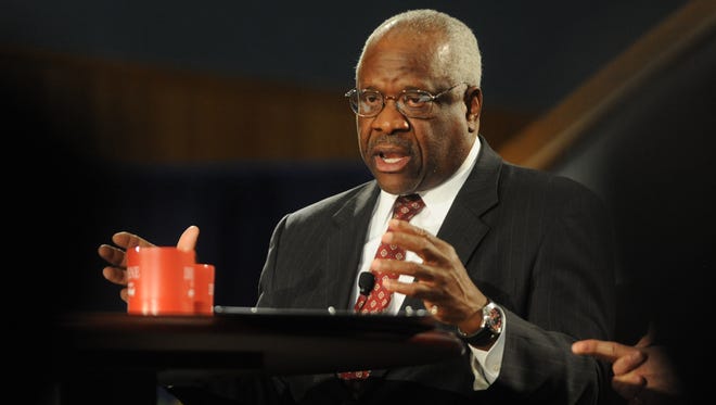 Supreme Court Justice Clarence Thomas speaks at Duquesne University School of Law in 2013.