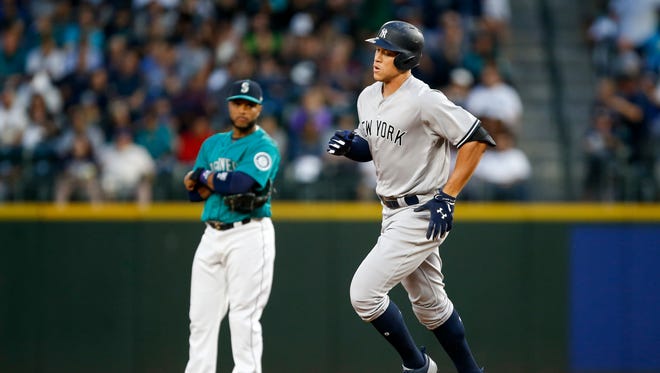 July 21: Aaron Judge hits a three-run monstrous shot off Mariners rookie right-hander Andrew Moore that threatened to sail out of Safeco Field. There was no official distance given for Judge’s three-run blast.