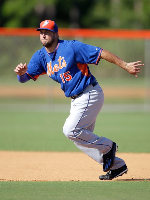 Sept. 28: Tim Tebow runs the base during practice before his first instructional league baseball game for the Mets against the Cardinals.
