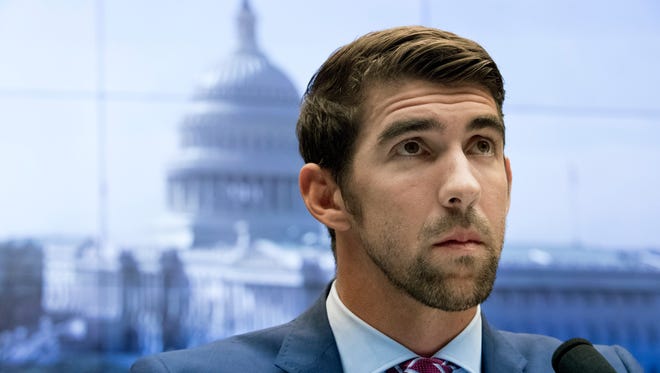 Olympic gold medalist Michael Phelps appears before the House Energy and Commerce subcommittee hearing, 'Ways to Improve and Strengthen the International Anti-Doping System', on Capitol Hill in Washington on Feb. 28.