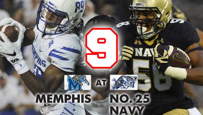 9. Memphis at No. 25 Navy (Saturday at 3:30 p.m. ET, CBS Sports Network)