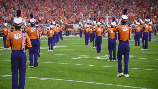 The Clemson Tigers' marching band pregame.