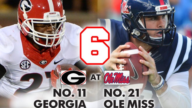 6. No. 11 Georgia at No. 21 Ole Miss (Saturday at noon ET, ESPN)