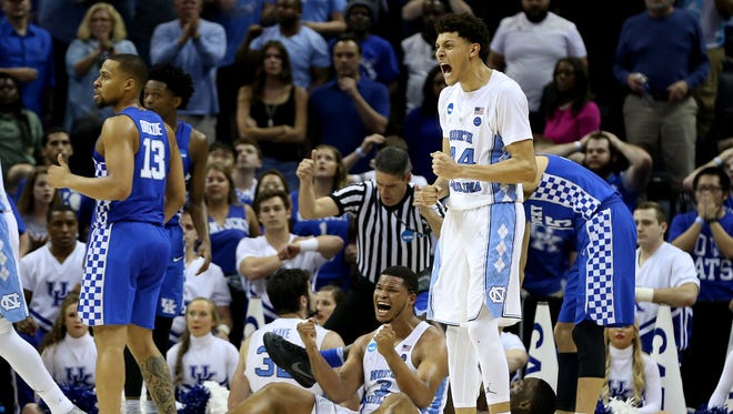 North Carolina defeated Kentucky in the Elite Eight.