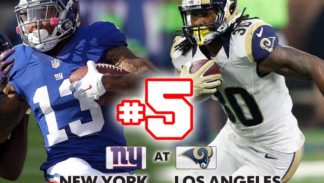 5. Giants at Rams: The 9:30 a.m. ET kickoff might keep some people from watching, but the London matchup is compelling.