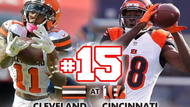15. Browns at Bengals: Cleveland is trying to avoid its 1999 expansion season with a befuddled Cincinnati team in its way.