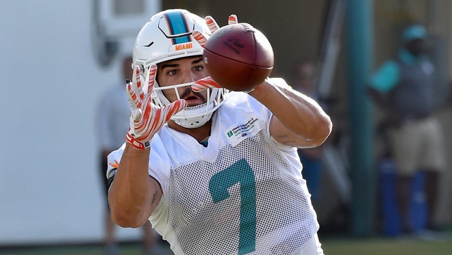 Miami Dolphins wide receiver Jordan Westerkamp (7) during training camp at Baptist Health Training Facility.