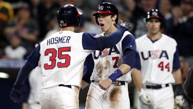Eric Hosmer has been carpooling to work with Christian Yelich and Paul Goldschmidt, but has been most impressed meeting Marcus Stroman on Team USA.