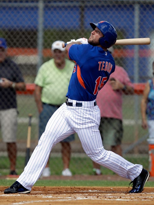 Sept. 28: Tim Tebow hits a solo home run on the first pitch he saw in his first professional at bat.