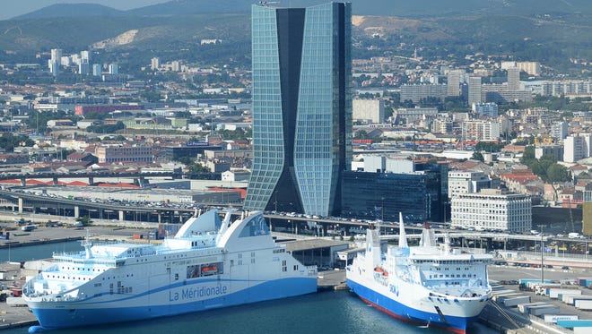The shipping company CMA CGM headquarters in Marseille, France is seen on June 30, 2015.