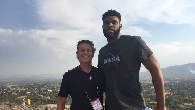 azcentral sports' Dan Bickley and Suns forward Alan Williams at the City of Teotihuacan, the Ancient City of the Pyramids.