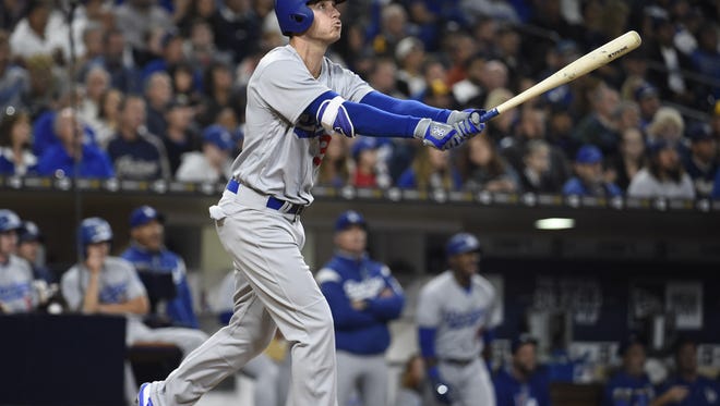 May 5: Cody Bellinger hits a solo home run in the fourth inning against the Padres, his first of two of the night.