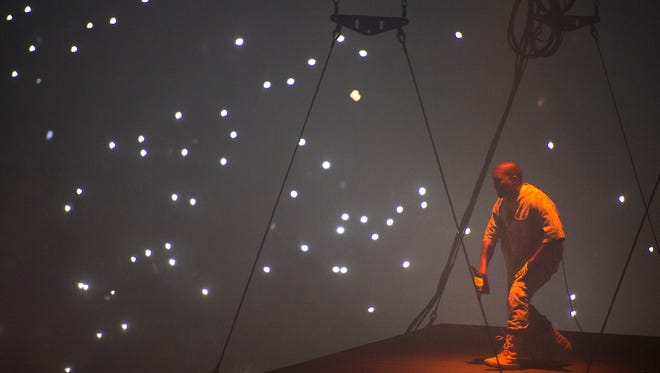 Kanye West performs at the Bridgestone Arena, Saturday, Sept. 24, 2016, in Nashville, Tenn.