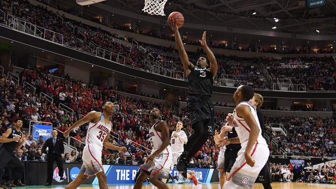 Xavier's Quentin Goodin shoots against Arizona during the Sweet 16.