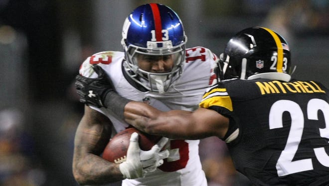 Giants WR Odell Beckham Jr. (13) didn't score Sunday in Pittsburgh.